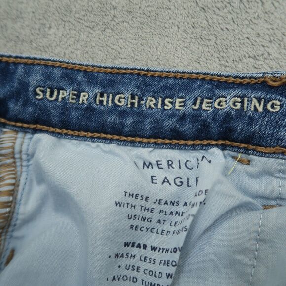 American Eagle Jeans Women's Size 14R Blue Super High-Rise Jegging 29" Inseam - Picture 10 of 16